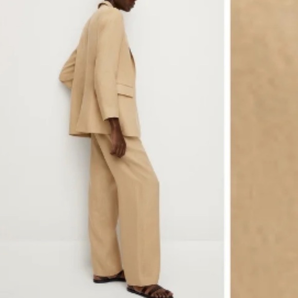 New Massimo Dutti Wool Suit Trouser Pants With Central Seam Tan Cream - Picture 13 of 13